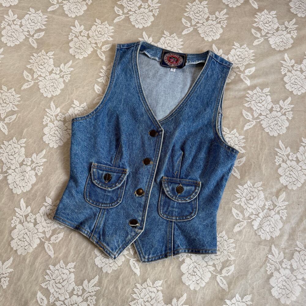 Vintage 90s Paris Blues Denim Vest Size Small